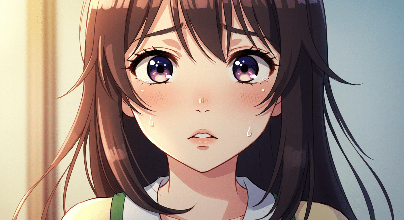 Chica anime con pena